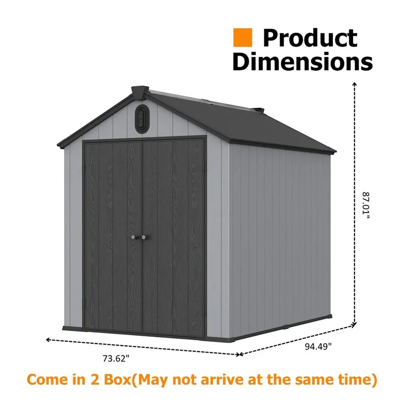 Abri de jardin en résine toutes saisons avec plancher, 1,8 m x 1,2 m/1,8 m x 2,4 m/2,4 m x 1,8 m/2,4 m x 3 m, Spire Tool Shed