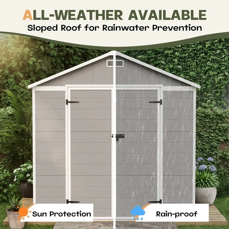 Abri de jardin en résine toutes saisons avec plancher, 1,8 m x 1,2 m/1,8 m x 2,4 m/2,4 m x 1,8 m/2,4 m x 3 m, Spire Tool Shed
