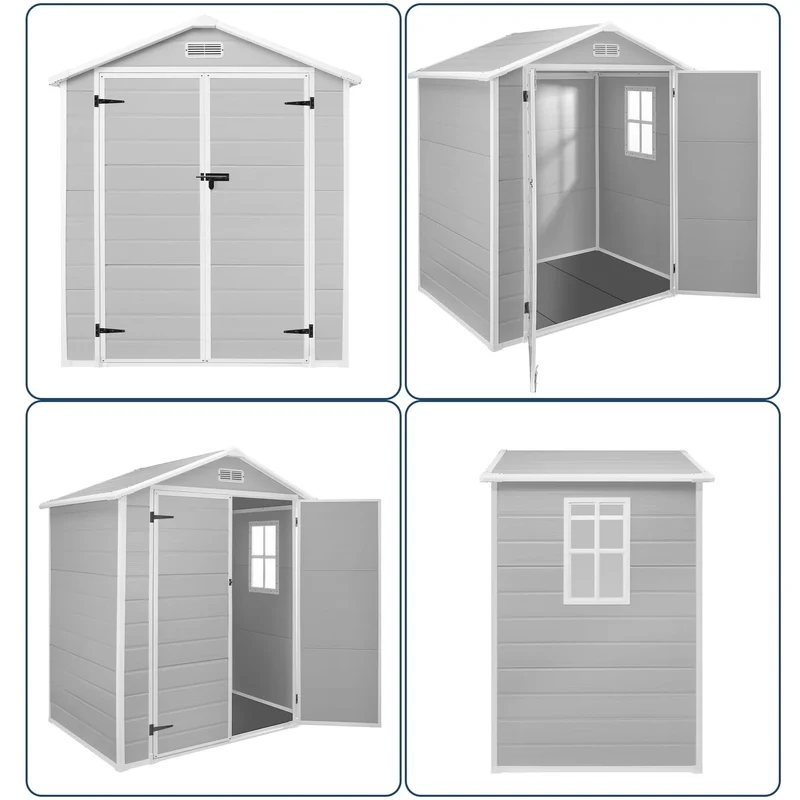 Abri de jardin en résine toutes saisons avec plancher, 1,8 m x 1,2 m/1,8 m x 2,4 m/2,4 m x 1,8 m/2,4 m x 3 m, Spire Tool Shed