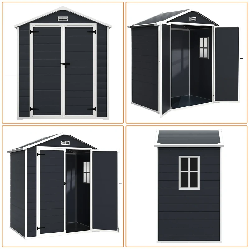 Abri de jardin en résine toutes saisons avec plancher, 1,8 m x 1,2 m/1,8 m x 2,4 m/2,4 m x 1,8 m/2,4 m x 3 m, Spire Tool Shed