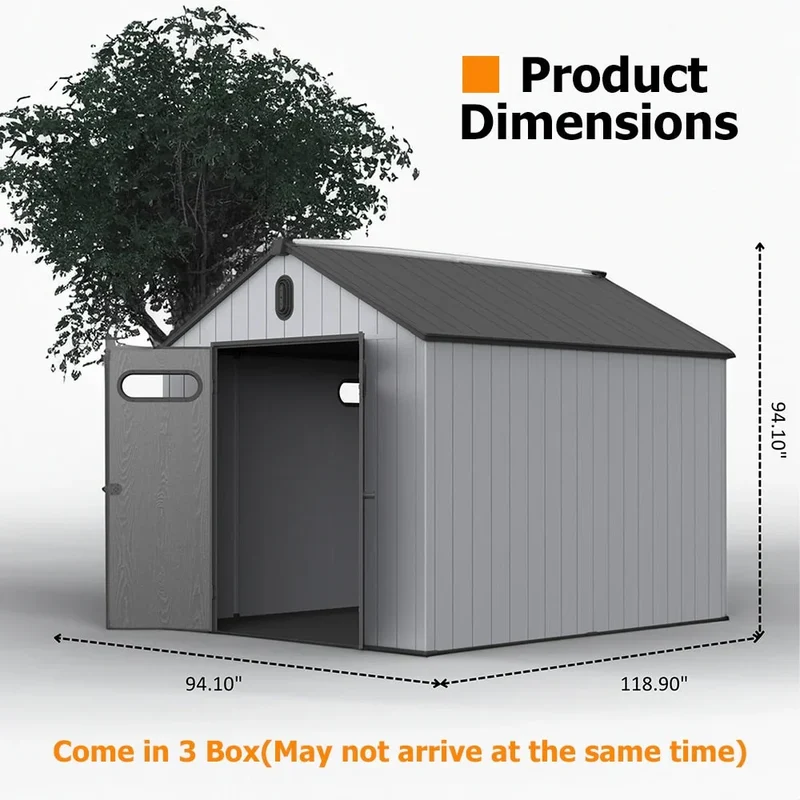 Abri de jardin en résine toutes saisons avec plancher, 1,8 m x 1,2 m/1,8 m x 2,4 m/2,4 m x 1,8 m/2,4 m x 3 m, Spire Tool Shed
