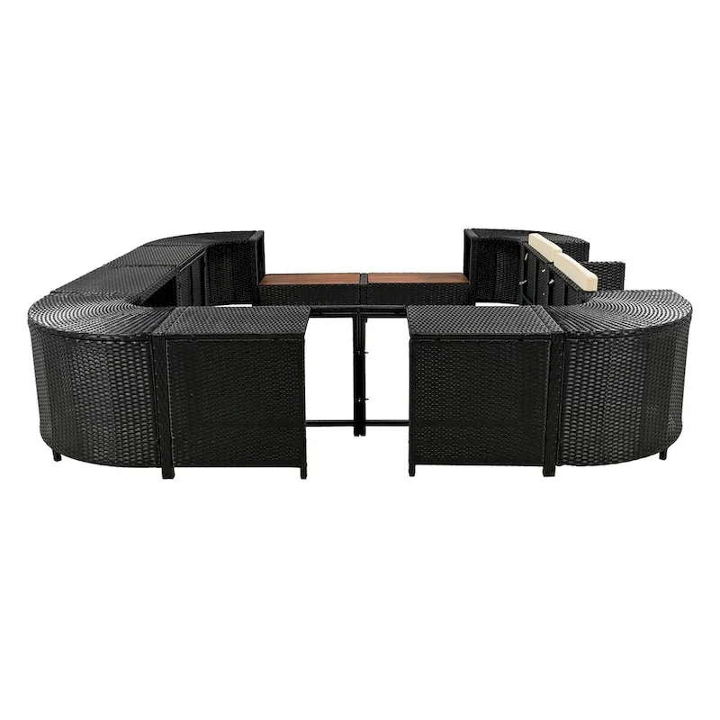 Canapé d'angle d'extérieur en rotin pour spa, forme quadrilatérale
