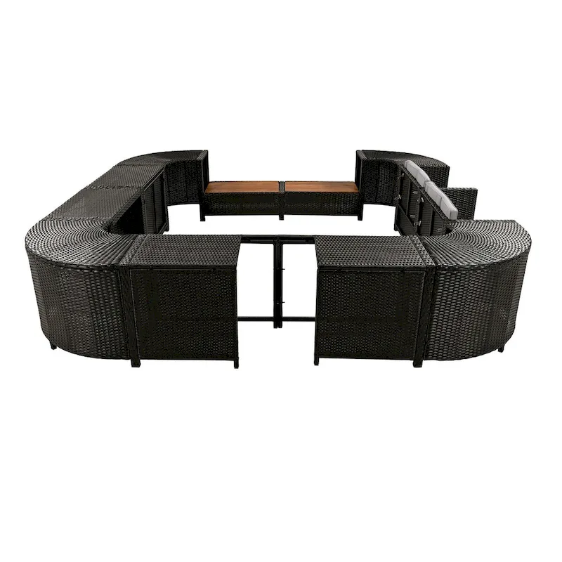 Canapé d'angle d'extérieur en rotin pour spa, forme quadrilatérale