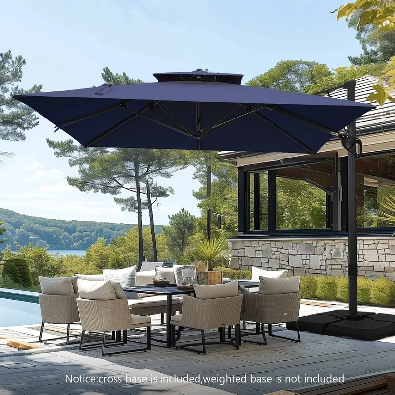 MAISON ARTS Parasol déporté hydraulique automatique 3,6 m avec mât en aluminium et rotation à 360 degrés