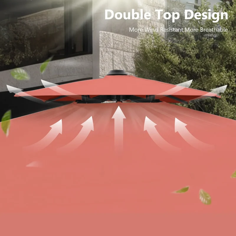 MAISON ARTS Parasol déporté hydraulique automatique 3,6 m avec mât en aluminium et rotation à 360 degrés