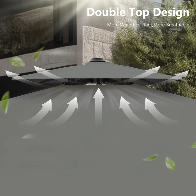 MAISON ARTS Parasol déporté hydraulique automatique 3,6 m avec mât en aluminium et rotation à 360 degrés