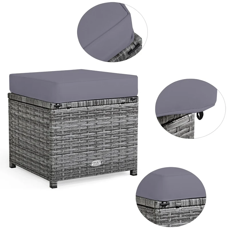 Ensemble de salle à manger Costway 7 pièces en rotin pour terrasse, canapé sectionnel et pouf - Voir détails