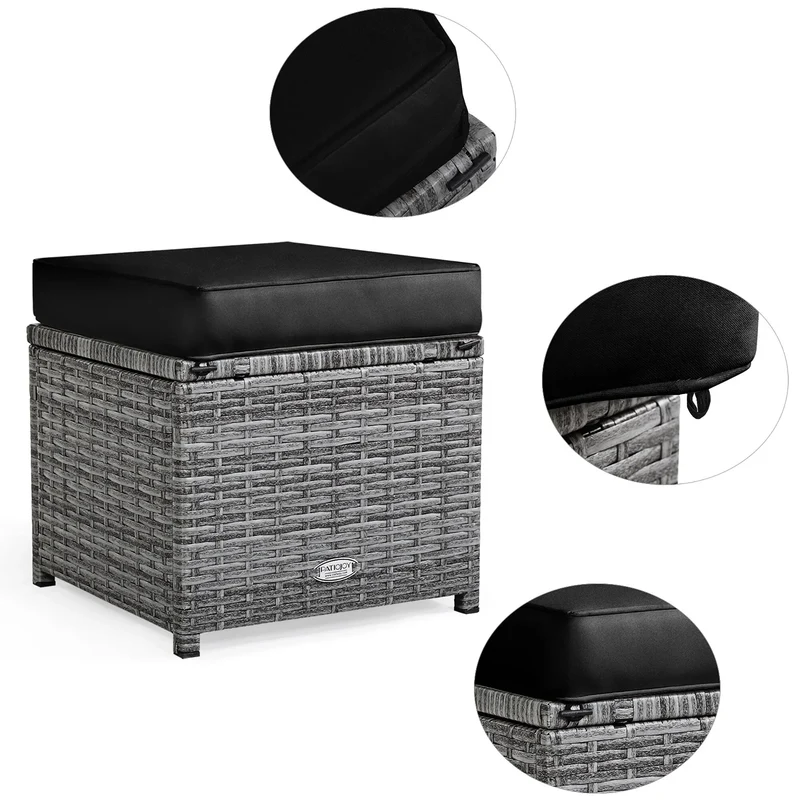 Ensemble de salle à manger Costway 7 pièces en rotin pour terrasse, canapé sectionnel et pouf - Voir détails