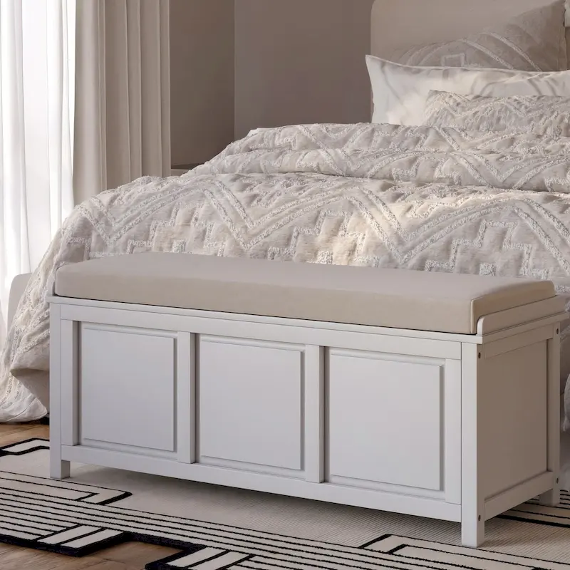 Banc de rangement ouvert en bois massif John Louis Home