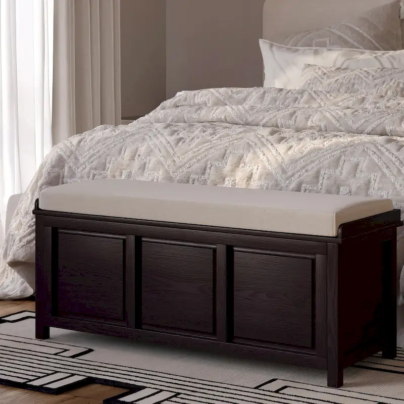Banc de rangement ouvert en bois massif John Louis Home
