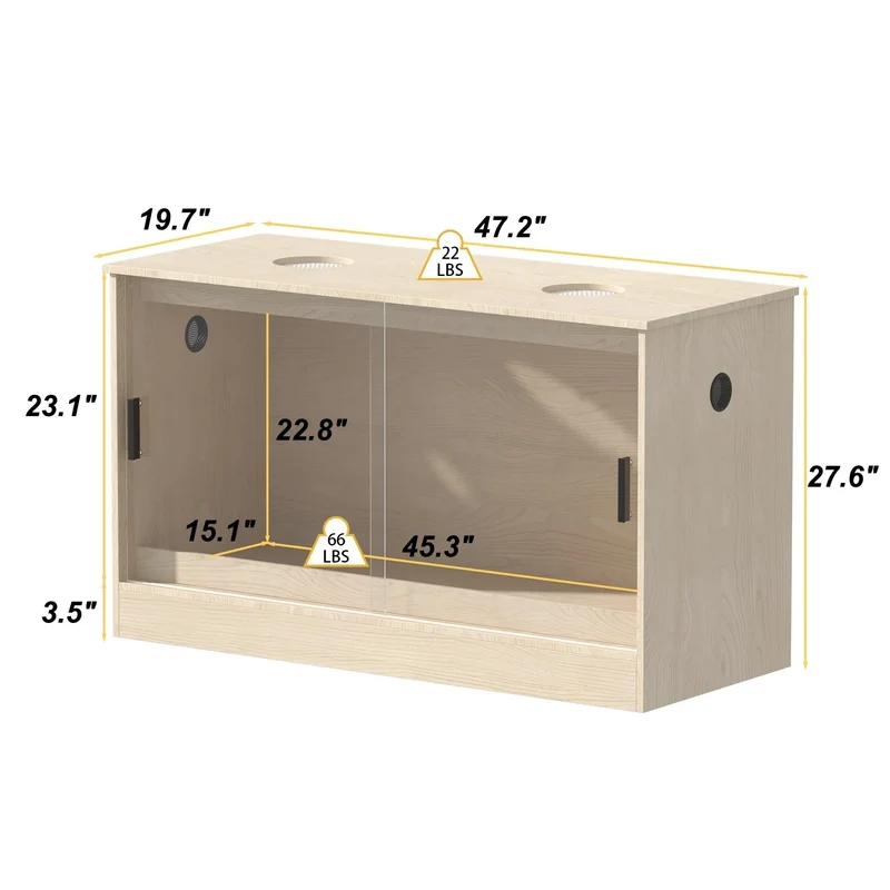 Habitat pour reptiles - Terrarium spacieux pour lézards, serpents et plus - 47,2