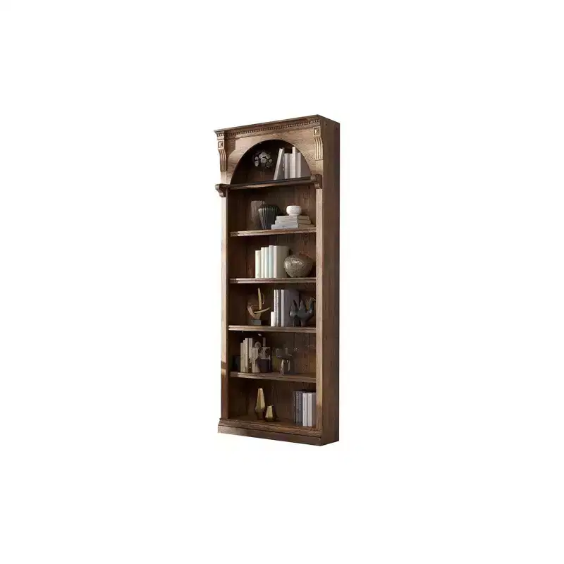 94 Bibliothèque haute traditionnelle en bois avec rangement Collection Stratton Marron - Martin Furniture