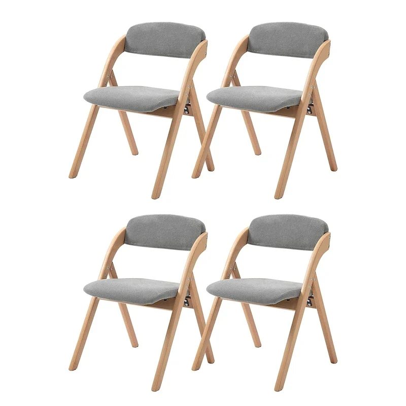 Chaises de salle à manger pliantes empilables en bois avec sièges rembourrés (lot de 4)