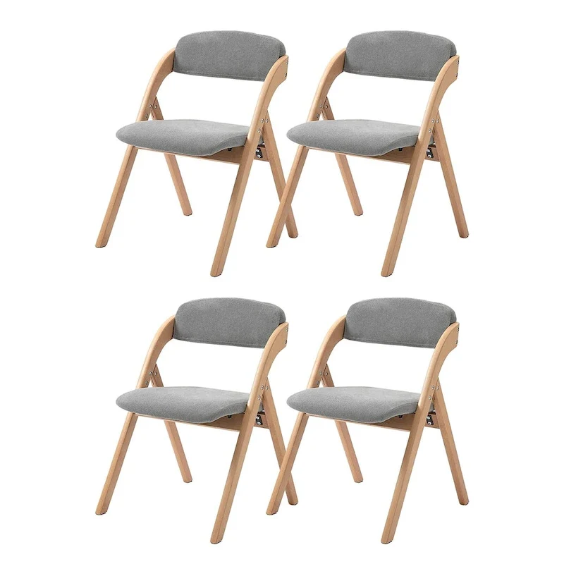 Chaises de salle à manger pliantes empilables en bois avec sièges rembourrés (lot de 4)