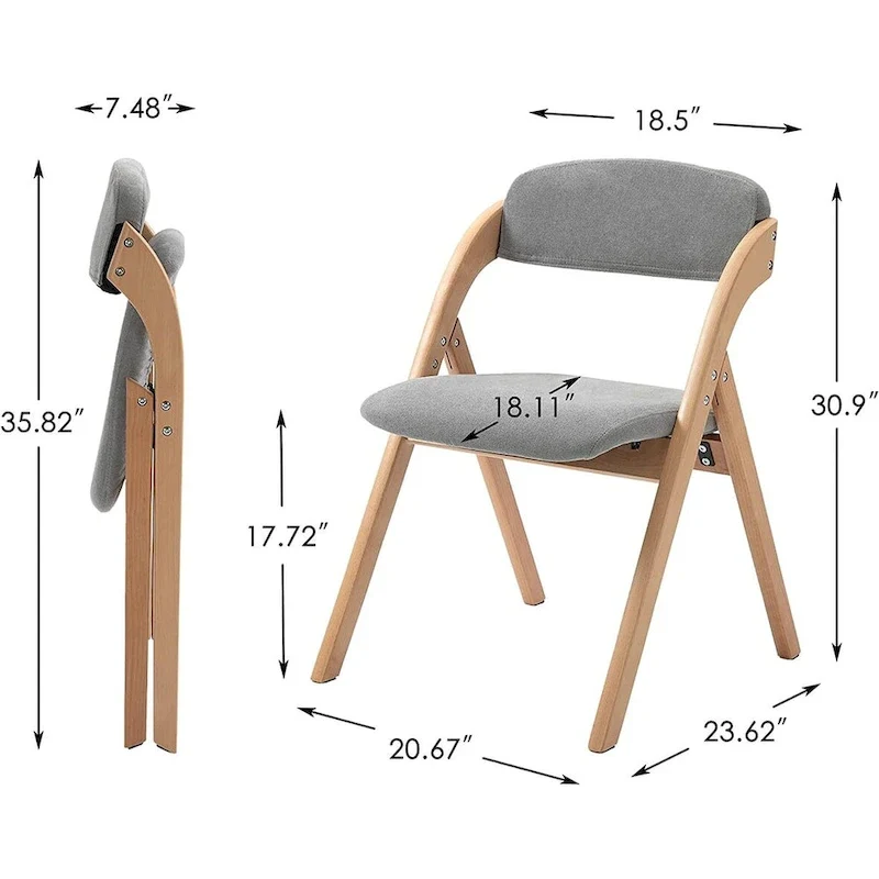 Chaises de salle à manger pliantes empilables en bois avec sièges rembourrés (lot de 4)