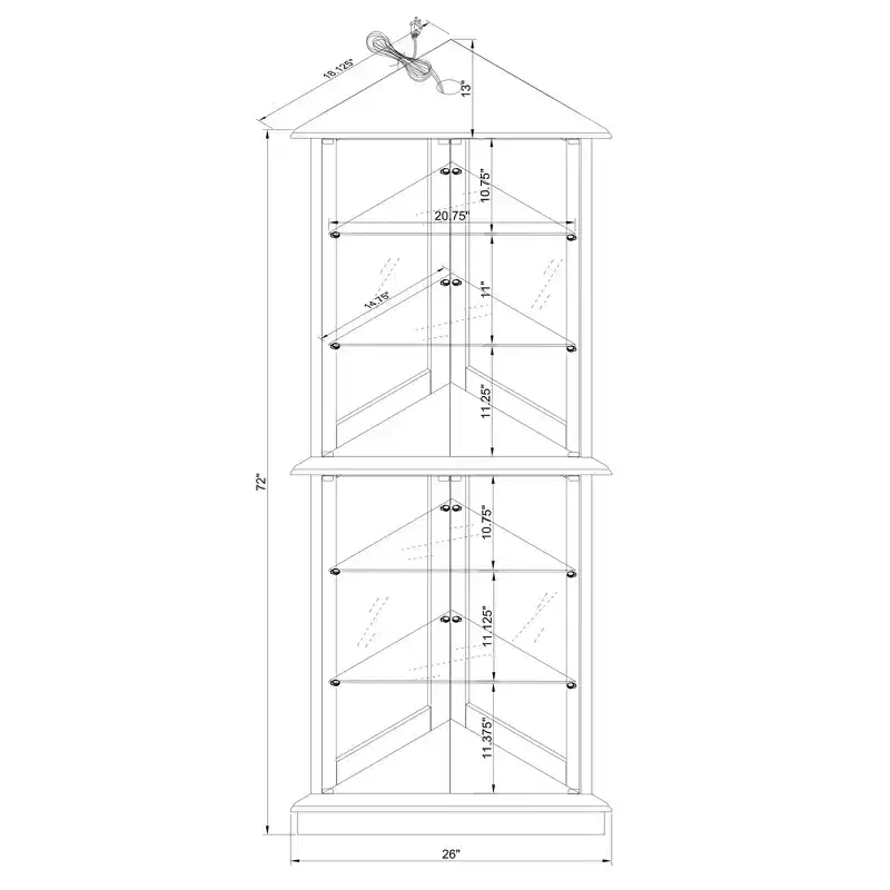 Vitrine d'angle, Merisier/Noyer, 4 portes vitrées