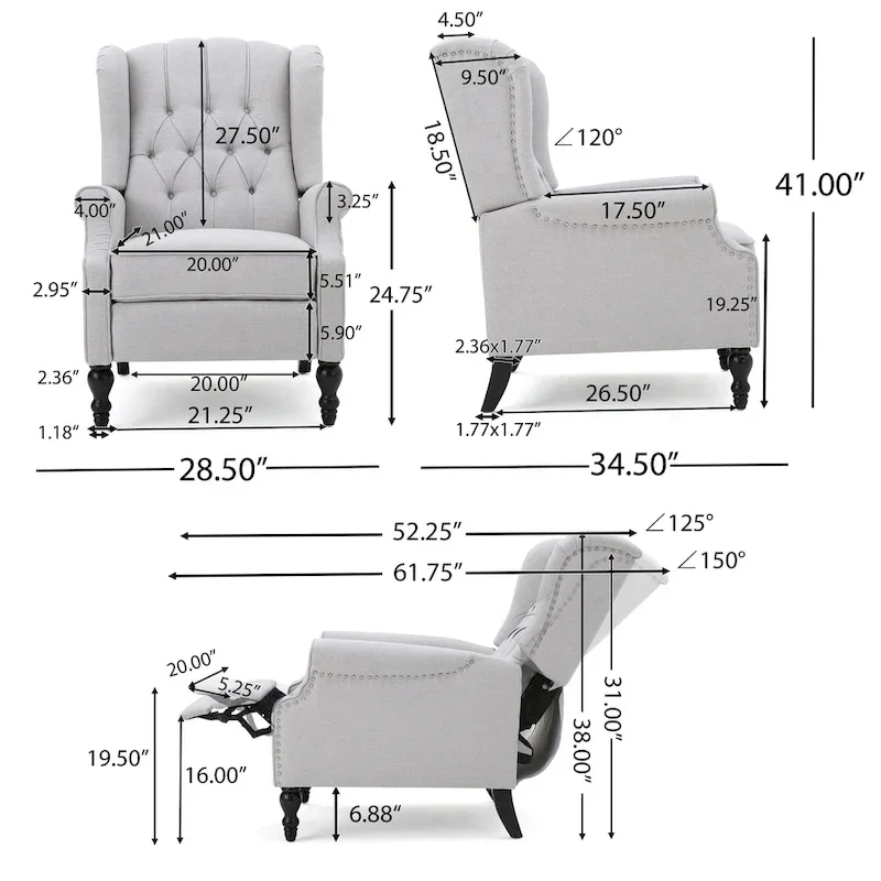 Fauteuils inclinables en tissu touffeté Walter (lot de 2) par Christopher Knight Home