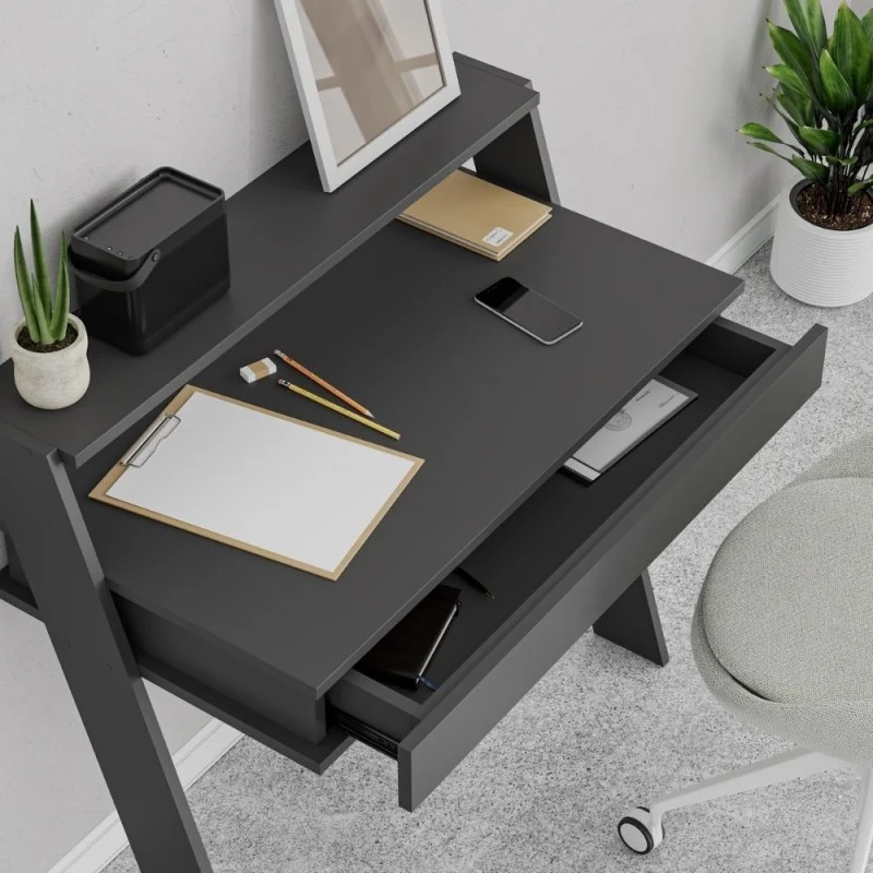 Scrivania da parete con cassetto 94 cm colore antracite Cowork