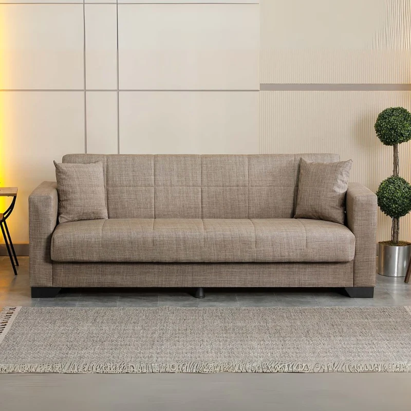 Divano letto con contenitore colore camel 213x81x83H Moon