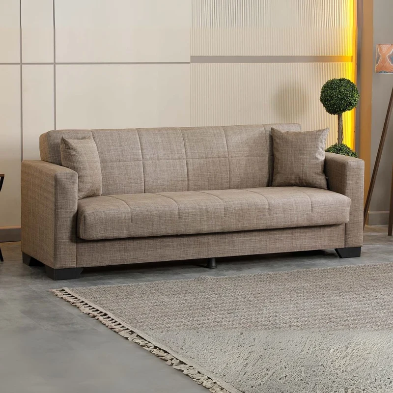 Divano letto con contenitore colore camel 213x81x83H Moon