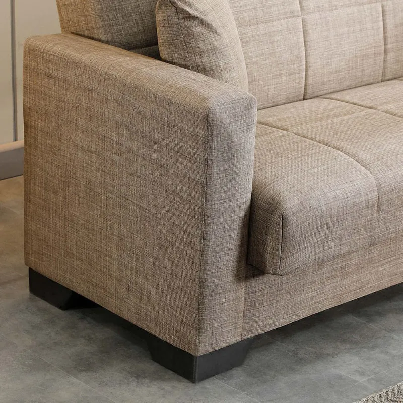 Divano letto con contenitore colore camel 213x81x83H Moon