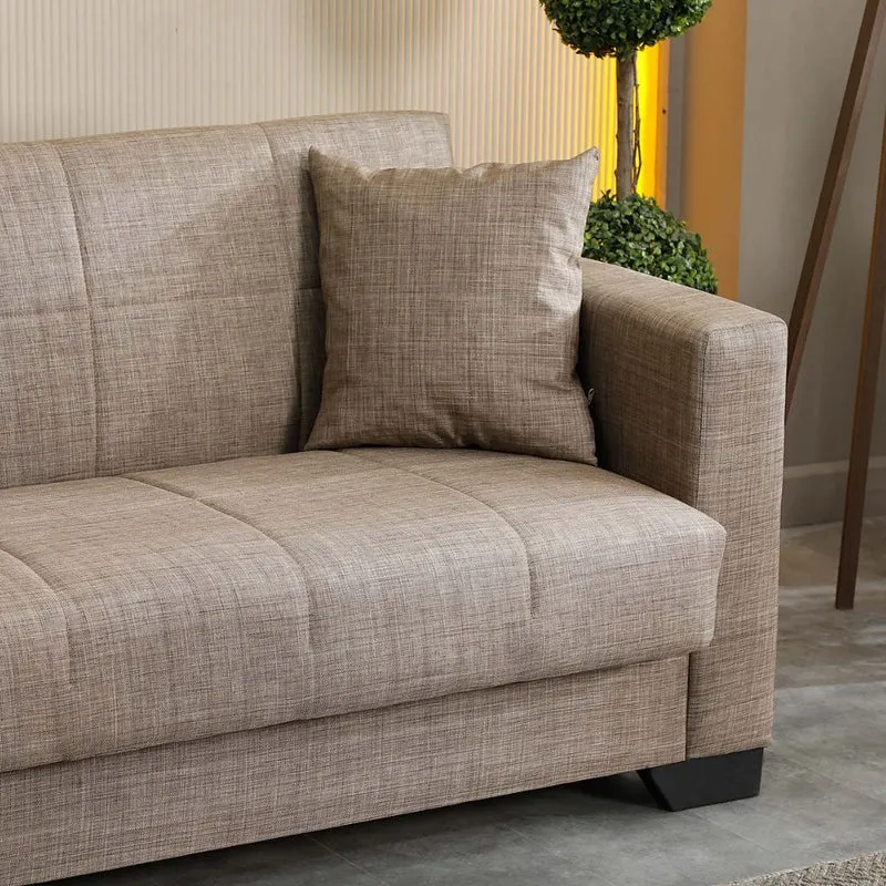 Divano letto con contenitore colore camel 213x81x83H Moon