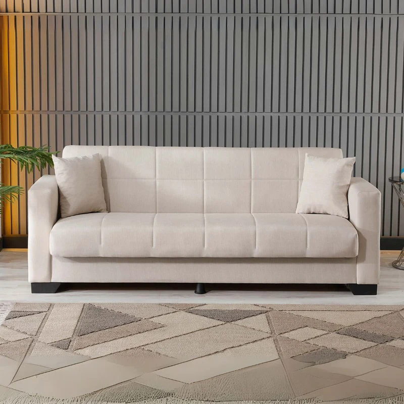 Divano letto con contenitore colore crema 213x81x83H Moon