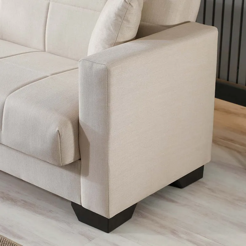 Divano letto con contenitore colore crema 213x81x83H Moon