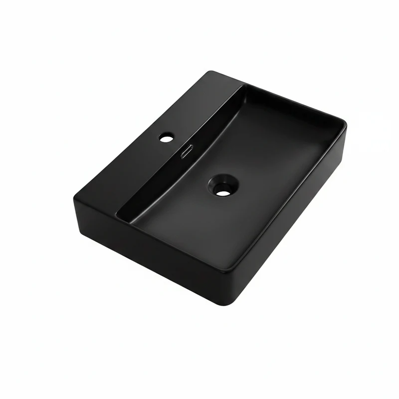 Lavabo d'appoggio in ceramica nero opaco 60x42x13H 9555