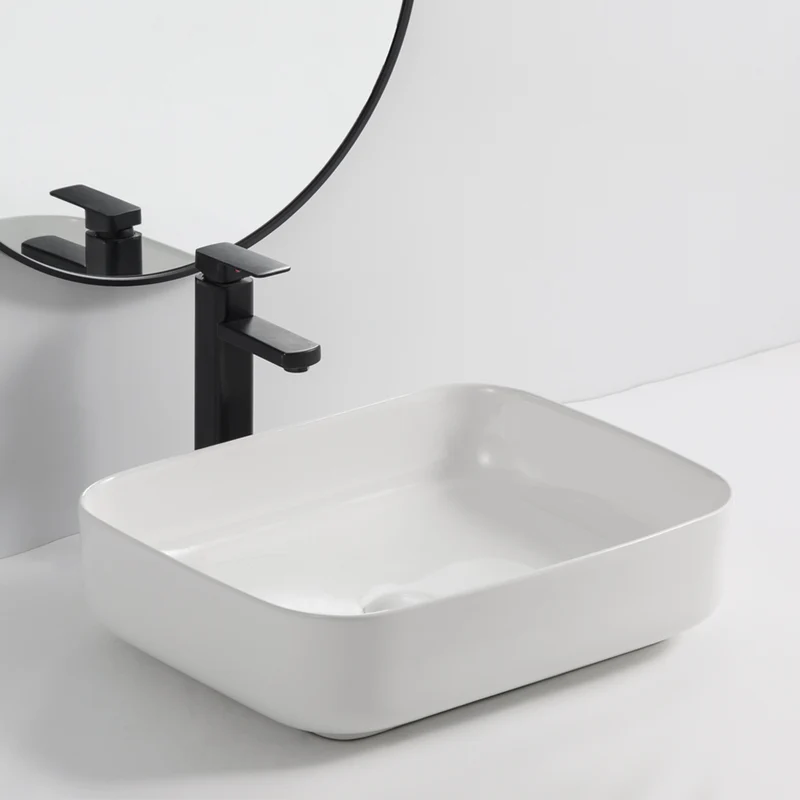 Lavabo da appoggio in ceramica senza foro miscelatore 50x39x13H Bowl9391B