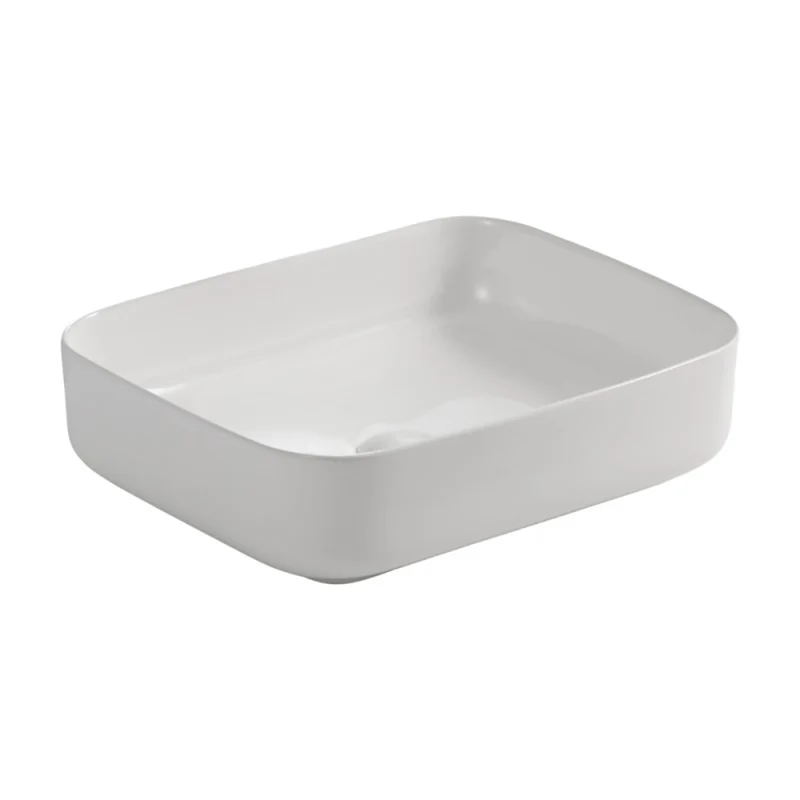 Lavabo da appoggio in ceramica senza foro miscelatore 50x39x13H Bowl9391B