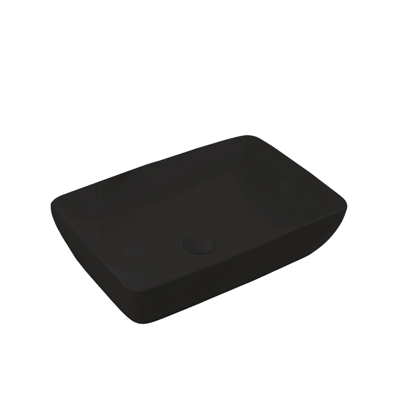 Lavabo da appoggio in ceramica nero opaco senza foro miscelatore 59x40x14.5H 9440B