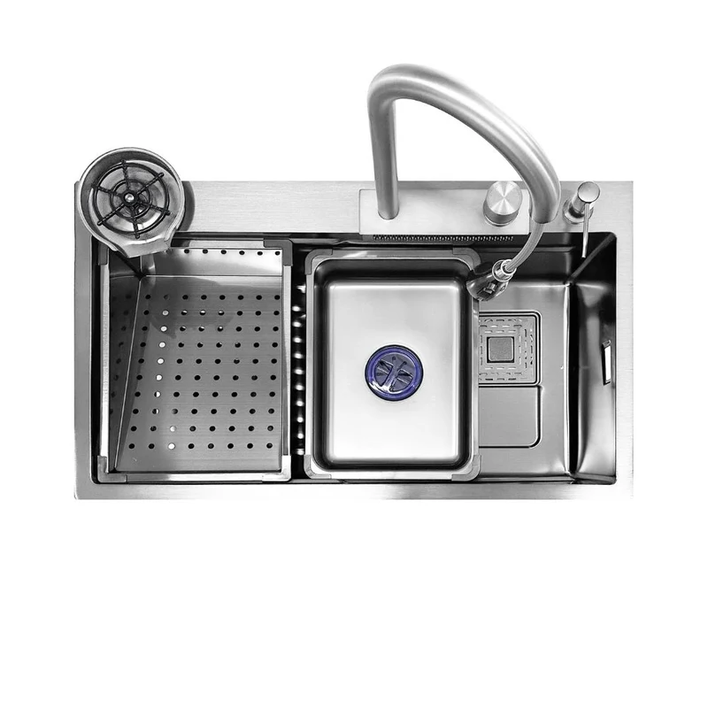 Lavello cucina da incasso una vasca 74x45x20H inox spazzolato SA3541 con accessori