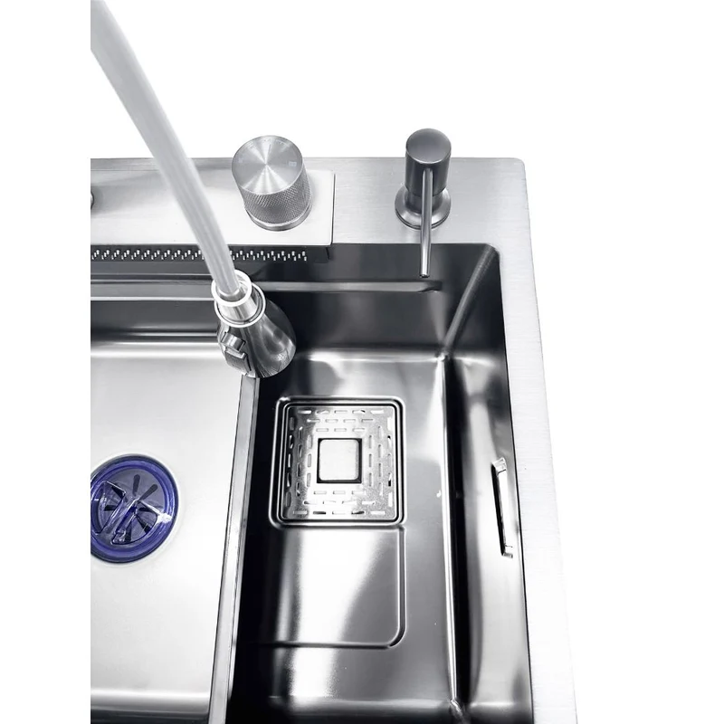 Lavello cucina da incasso una vasca 74x45x20H inox spazzolato SA3541 con accessori