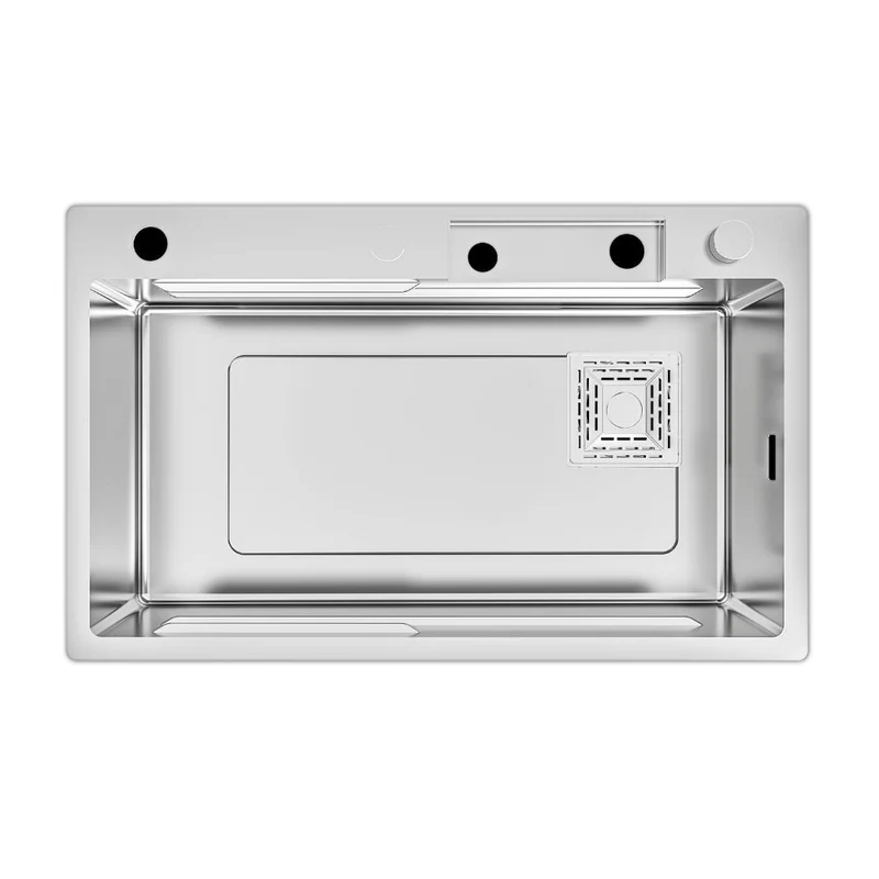Lavello cucina da incasso una vasca 74x45x20H inox spazzolato SA3541 con accessori