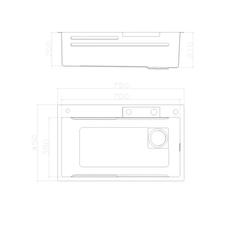 Lavello cucina da incasso una vasca 74x45x20H inox spazzolato SA3541 con accessori