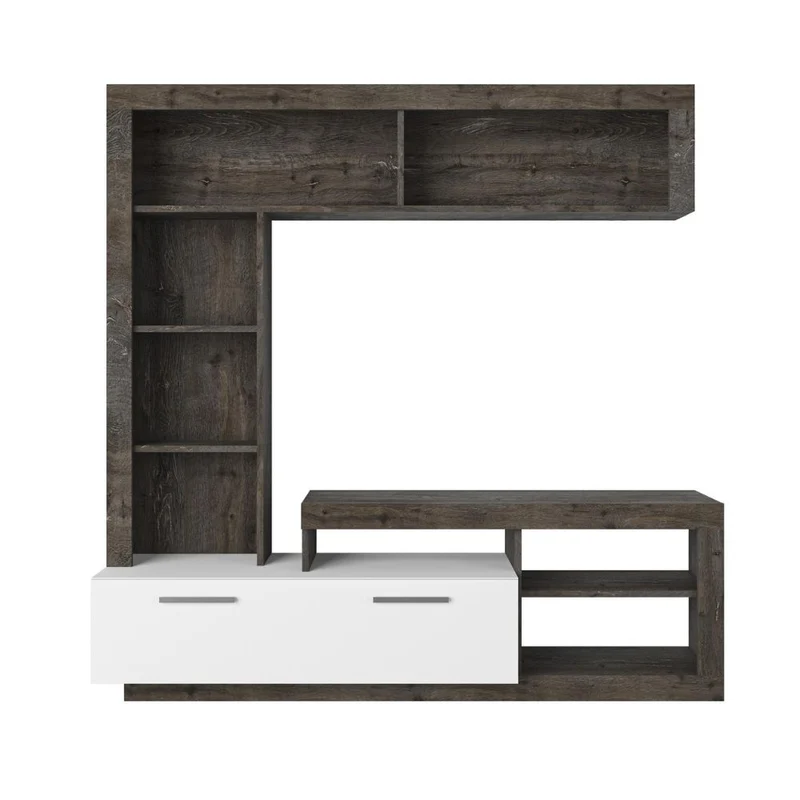 Parete attrezzata 171x42x171 colore dark coffe bianco Leo