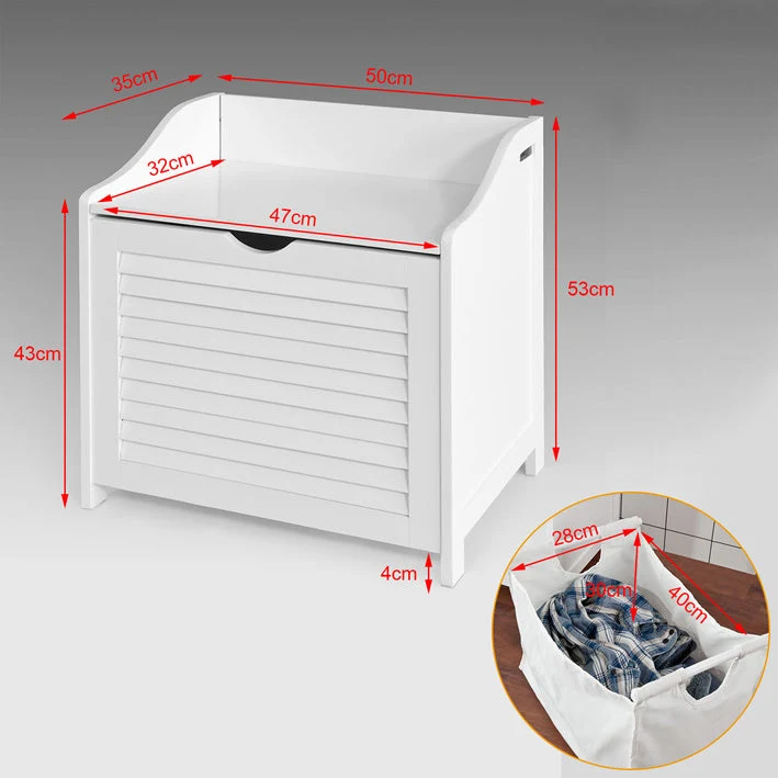 SoBuy | Wäschetruhe | Wäschesammler | Wäschekorb Weiß | FSR40-W