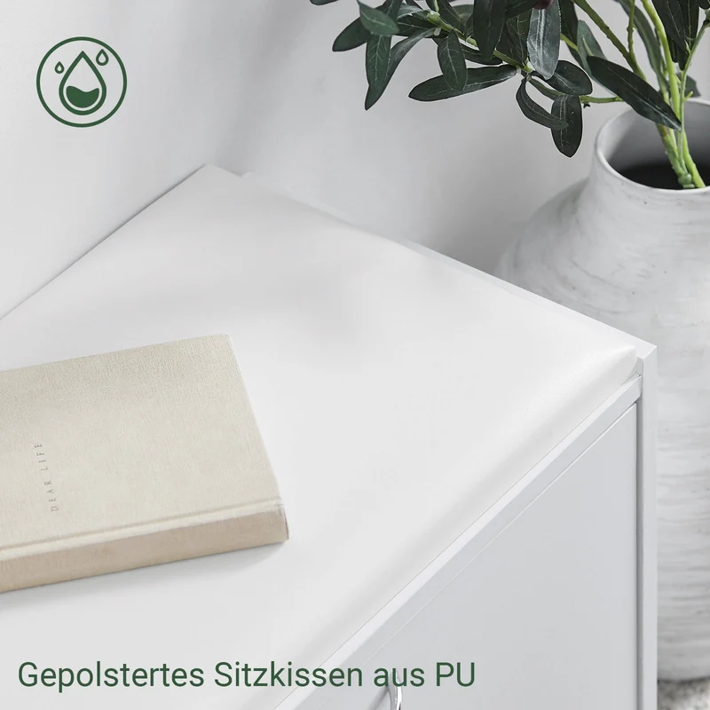 SoBuy | Schuhkipper | Schuhbank mit Schuhregal | Weiß | FSR16-W