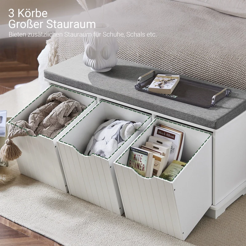 SoBuy | Sitzbank mit Sitzfläche | Spieltruhe | Sitzkommode Weiß | FSR30-W