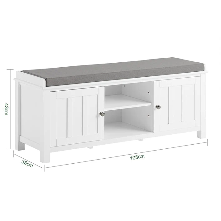 SoBuy | Garderobenbank | Bettbank | Schuhbank Weiß | FSR35-W