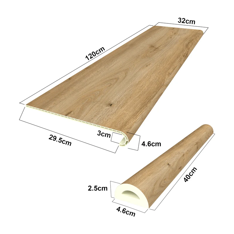 Lot de 4 revêtements d'escalier 120 x 32 cm effet chêne 03_0009870