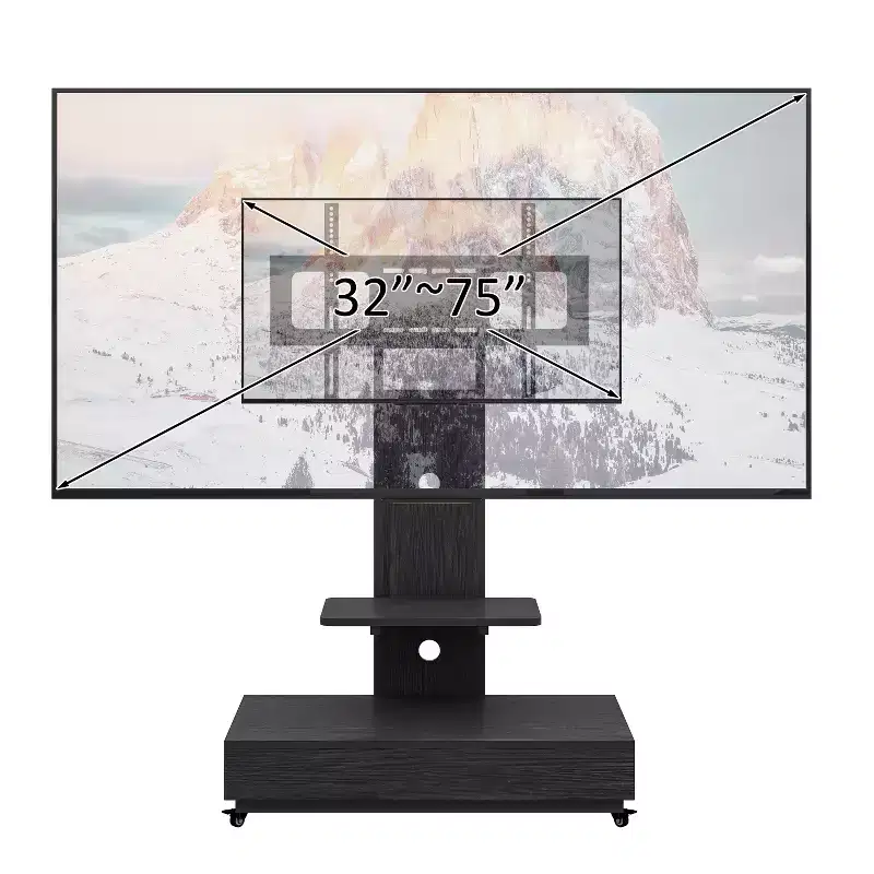 Meuble TV pour téléviseurs de 32 à 75 pouces, Chariot TV mobile à hauteur réglable avec tiroir et roulettes pour salon, chambre, bureaux -ModernLuxe