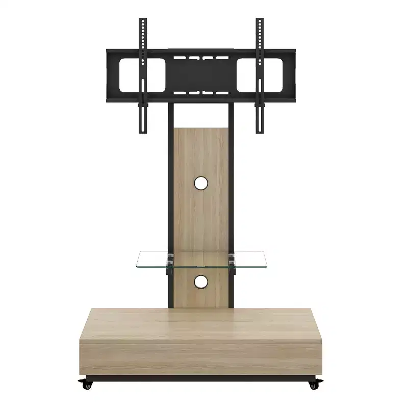 Meuble TV pour téléviseurs de 32 à 75 pouces, Chariot TV mobile à hauteur réglable avec tiroir et roulettes pour salon, chambre, bureaux -ModernLuxe
