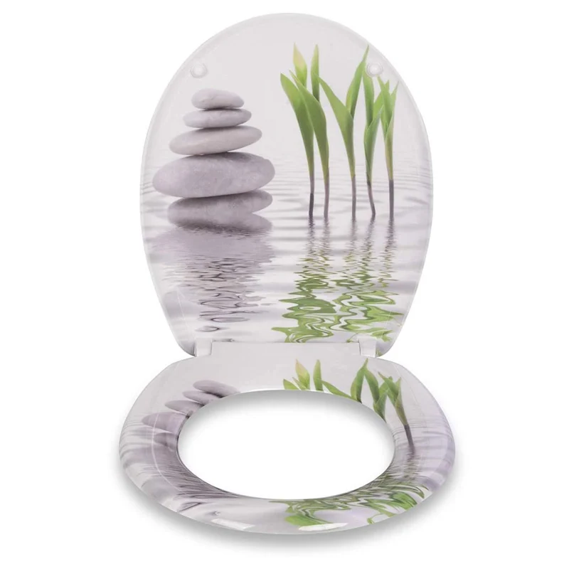 Abattant WC siège de toilette à fermeture douce sièges de toilette antibactériens avec charnière réglable 19_0000734