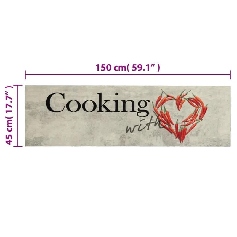 Tapis de cuisine lavable imprimé design élégant pratique 150 x 45 cm en velours rouge 02_0056462