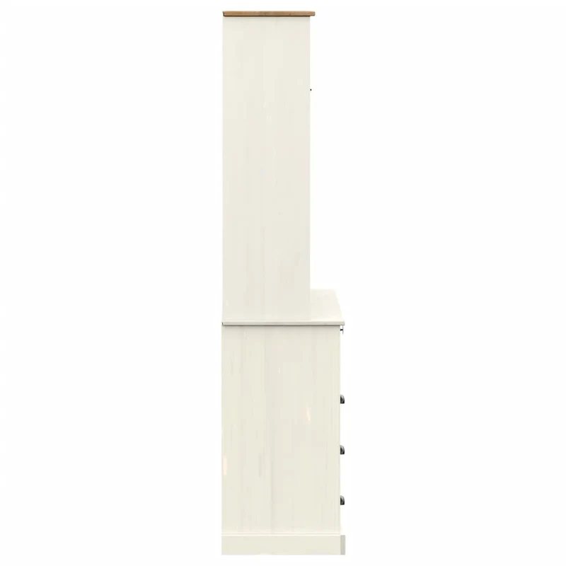 Buffet bahut commode armoire meuble de rangement organisateur cuisine salle de séjour salon haut 80 x 40 x 176 cm bois massif de pin blanc 02_0035662