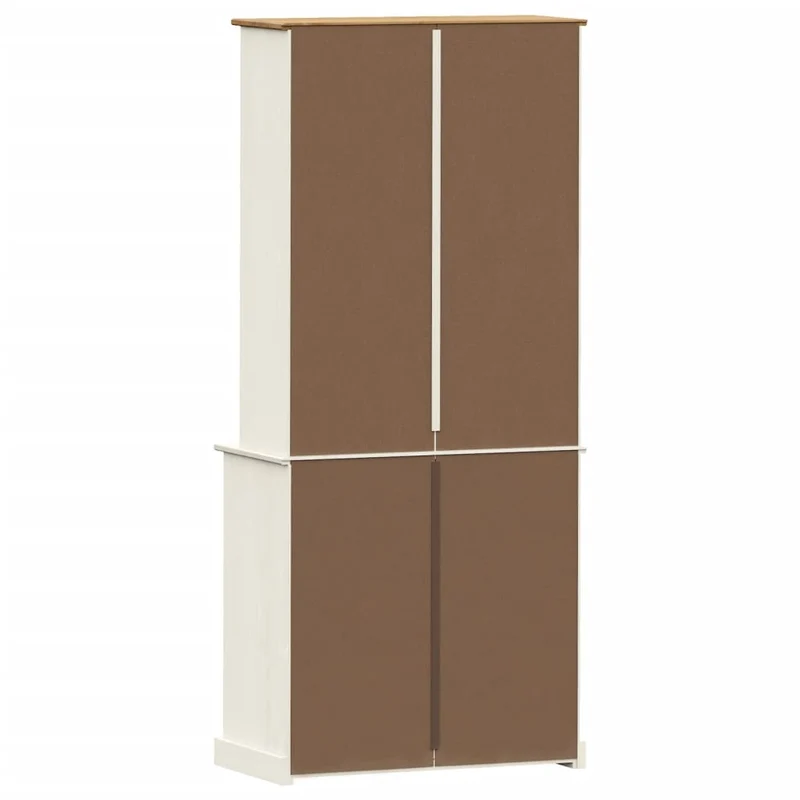 Buffet bahut commode armoire meuble de rangement organisateur cuisine salle de séjour salon haut 80 x 40 x 176 cm bois massif de pin blanc 02_0035662