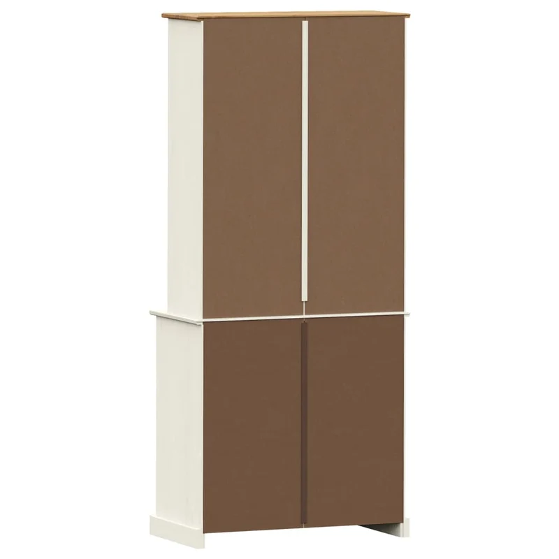 Buffet bahut commode armoire meuble de rangement organisateur cuisine salle de séjour salon haut 78 x 40 x 175 cm bois massif de pin blanc 02_0035661