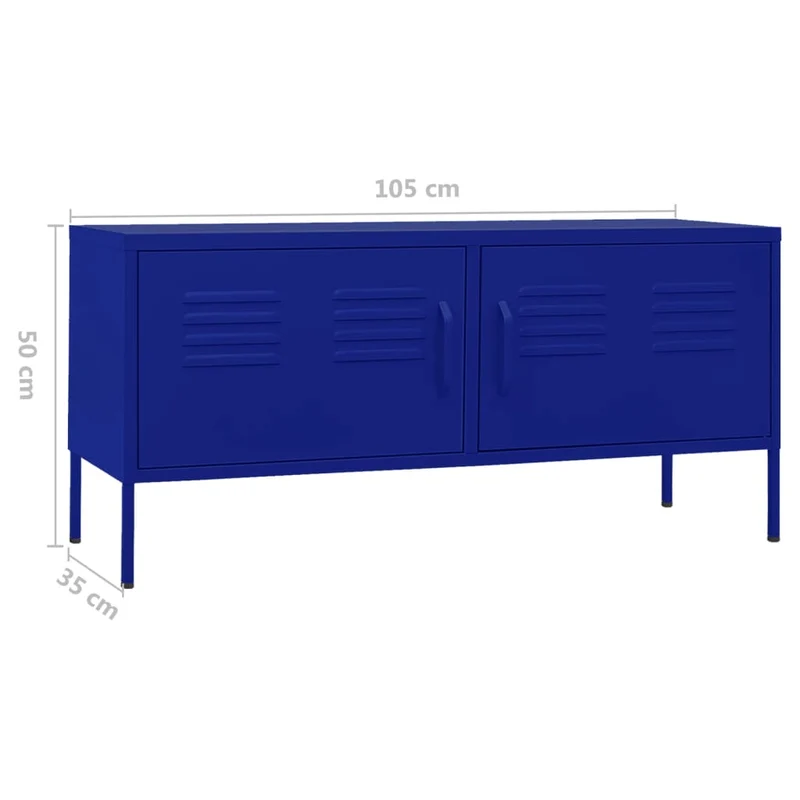 Meuble TV multimédia étagère télévision buffet téléviseur salle à manger salon chambre marine 105 x 35 x 50 cm Acier bleu 02_0027686